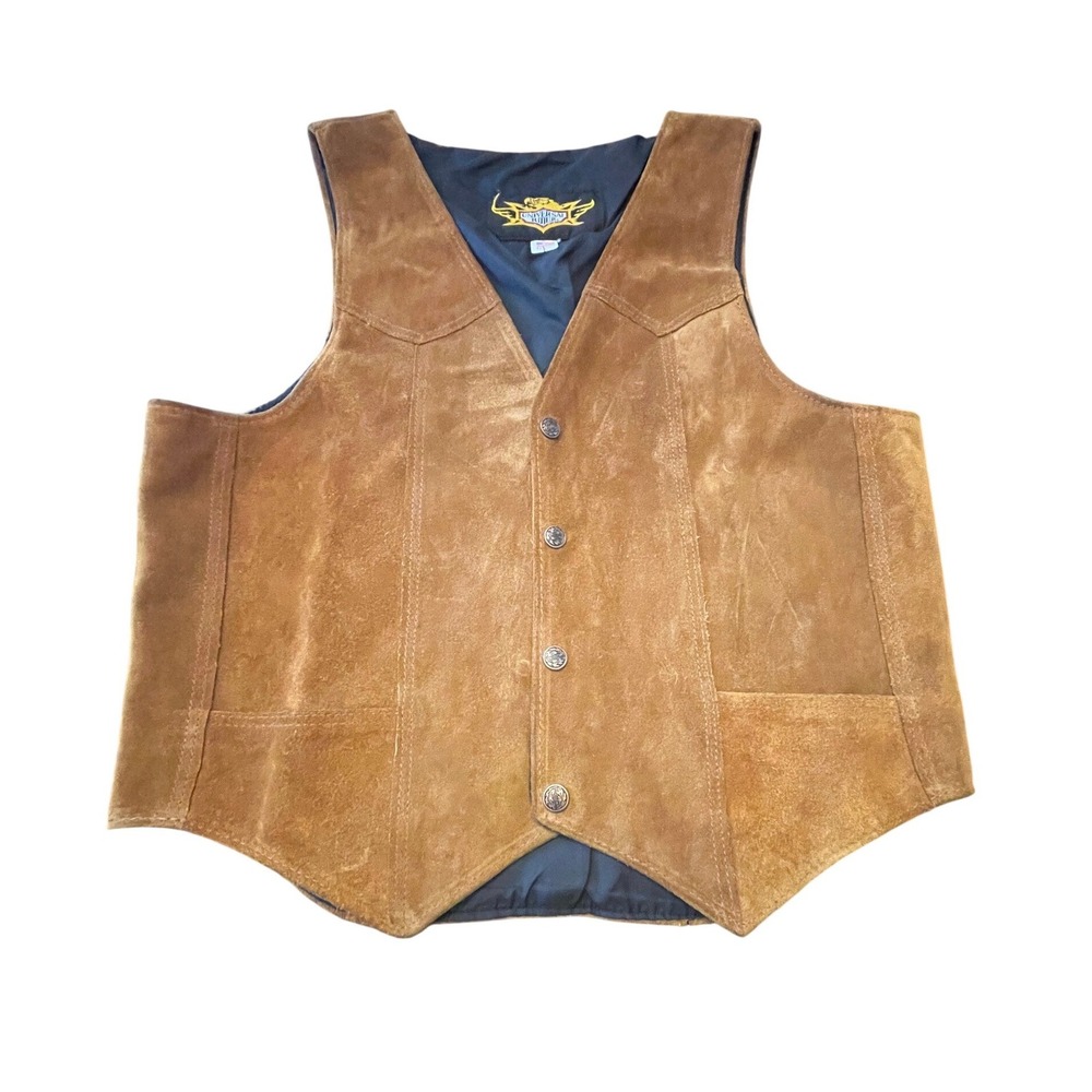 Universal Rider Mens Brown Suede Leather Western Biker Vest Made in USA Large